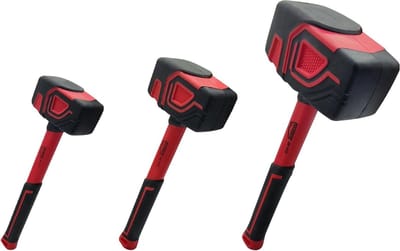 Rubberen hamerset - 3 delig - 10 oz, 20 oz, 30 oz - Robuust met rubberen handvat - Zacht voor vloeren