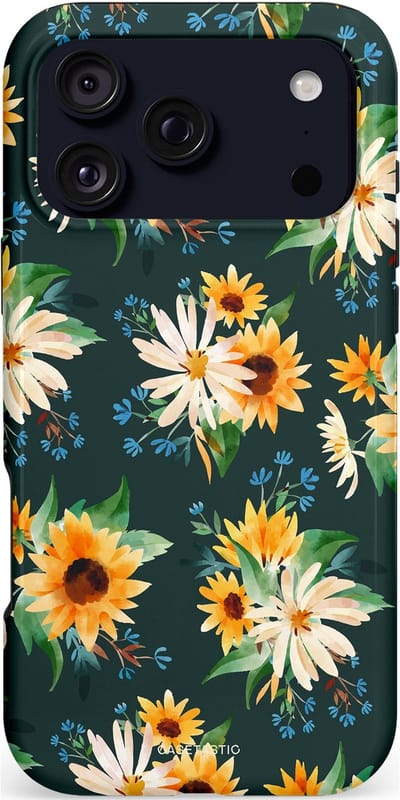 Casetastic hoesje geschikt voor Apple iPhone 17 Pro Max - MagSafe - Dubbellaagse bescherming - Zonnebosjes - Fashion Case - Donkergrijs Beige Saliegroen Goud