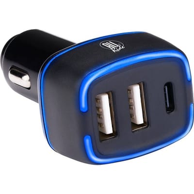 All Ride Autolader USB - 2x USB-A en USB-C Aansluiting - Power Delivery/ Fast Charge 18W - Aansluiting op Sigarettenaansteker Auto - Kunststof - Zwart