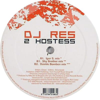 12-inch Plaat DJ RES - 2 Hostess RMS001 RMS Records 2006 Italië Dance & Electronica Gebruikt brown