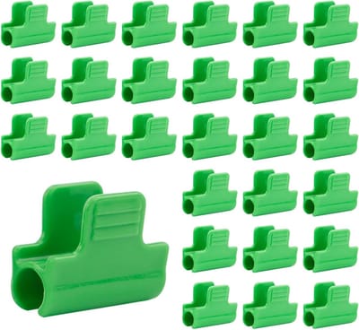Schaduwbuisclips voor de tuin - Groene klemmen voor broeikasfolie, netten en tunnels (11 mm), 100 stuks voor optimale bevestiging en bescherming