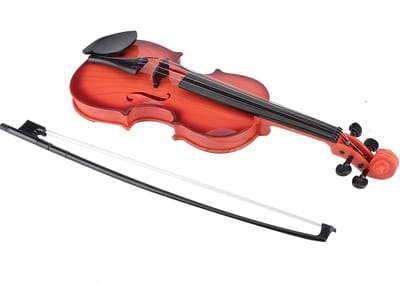Kinder Viool Speelgoed - Muziek Instrument - Muziek Leren - Verstelbare Snaren - 49.99 x 22 x 7.98 cm - Lichtbruin