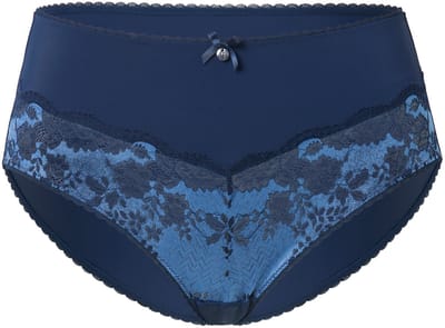 Ulla Popken - Dames - Midislip kanten inzetstuk microvezel - Waterblauw - Maat 58+