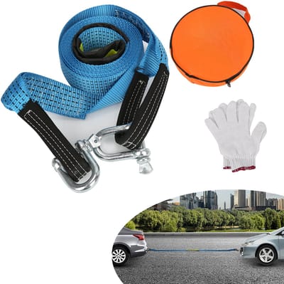 5 m Sleepkabel Sleeptouw 8T voor in de auto voor veiligheid, drievoudig versterkte lusuiteinde voor noodgevallen met sliphandschoenen en opbergtas