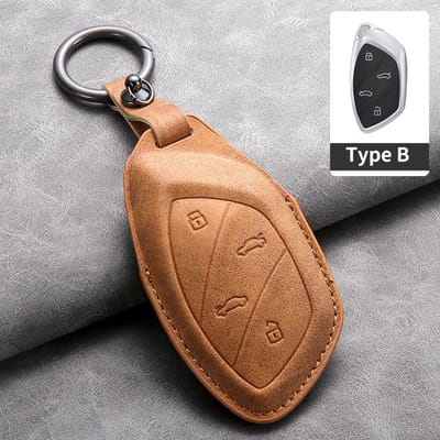 Housse Étui Porte-Clés de Voiture en Cuir Pour Mg6 Ezs Hs Ehs Mg Zs Ev Sac Étui Housse Protecteur Porte-Clés brown