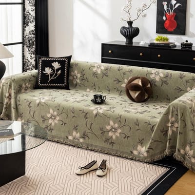 Dubbelzijdige Bloemen Sofa Handdoek, Universeel voor Alle Seizoenen, Antislip, High-end, Licht Luxe Hoesdoek, Een Heel Sofa Kussen 180*130cm