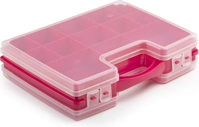 Plasticforte Opbergdoos - roze - kunststof - 28 x 21 cm - met deksel - opbergbox/sorteerdoos