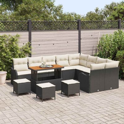vidaXL - Tuinbank - Set - 13 - st - 12-Aantal - zitplaatsen - Zwart - en - Crème