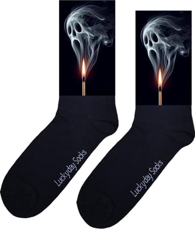 Spook - Verjaardag cadeau - Grappige sokken - Leuke sokken - Hem Haar sokken - Vrolijke sokken - Valentijn Cadeau - Vaderdag - Moederdag - Rook - Verjaardag cadeau - Kerst cadeau - Leuk Cadeau - Sokken maken Happy - Maat 37-44