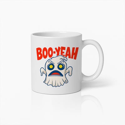 Boo-Yeah Mok – 330 ml Grappige Halloween Koffiebeker – Stoer Spook Ontwerp – Perfect Griezelig Cadeau voor Halloween Liefhebbers