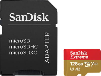 SanDisk Extreme MicroSDXC 128GB - U3 V30 A2 - 160MB/s - GN6MA - met adapter