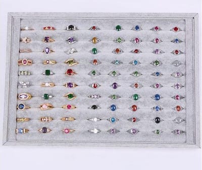 Display Ringen Fluweel Grijs voor ringen