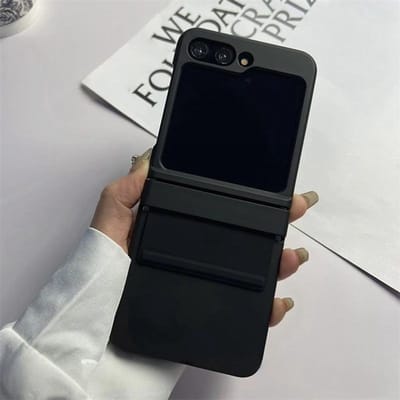 Luxe Siliconen Elastische Band Scharnier Schokbestendig Telefoonhoesje voor Samsung Z Flip 6 5 4 3 ZFlip 6 ZFlip 5 Opvouwbare Harde PC Solide Cover For Samsung Z Flip 6 black