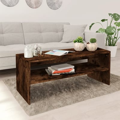 vidaXL - Salontafel - 100x40x40 - cm - bewerkt - hout - gerookt - eikenkleurig