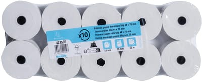 Exacompta 50x Rollen voor kastickets 44x70x12x60 - 1 laags thermische 55g/m2 zonder BPA - Wit - 42150E