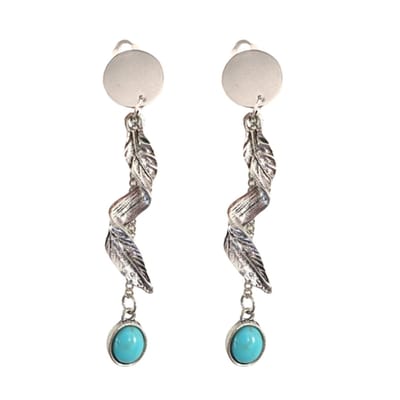 Clip oorbellen -Twirl- turquoise- zilverkleur- geen gaatje- Charme Bijoux