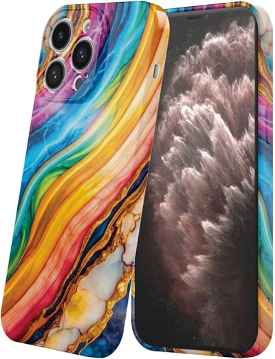 Smartphonica Telefoonhoesje Geschikt voor iPhone 11 Pro Max met Regenboog Goud Marmer Opdruk - Flexibel Softcase TPU - Backcover Case Rainbow Gold Marble Design geschikt voor iPhone 11 Pro Max