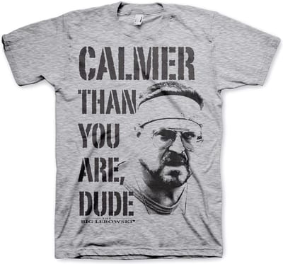 The Big Lebowski Heren Tshirt -XL- Calmer Than You Are, Dude Grijs