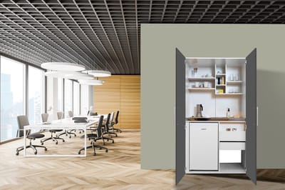 Goedkope keuken 104  cm - mini keuken met apparatuur Peter - Wit/Grijs - keramische kookplaat  - koelkast          - kleine keuken - compacte keuken - keukenblok met apparatuur