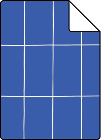 Proefstaal ESTAhome behang kleine tegeltjes koningsblauw en wit - 26.5 x 21 cm - 139962-S