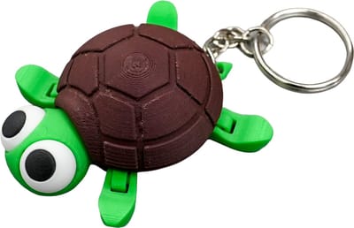 Schildpad sleutelhanger - Groen/ Bruin - 3d geprint - Cadeau liefhebber – Sleutelhanger dier - 6cm