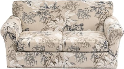 Sofa Hoes met 2 Losse Covers, Rekbare en Elastische Bescherming voor 2-Zits Bank (Bloemenpatroon)