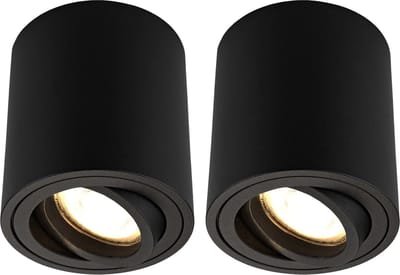 Ledvion - 2X LED Opbouwspots - Dimbaar - 5W - 2700K - Zwart