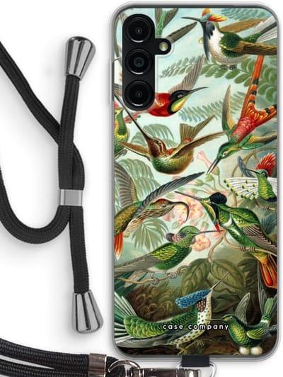 Case Company® - Hoesje met koord geschikt voor Samsung Galaxy A14 hoesje met Koord - Haeckel Trochilidae - Telefoonhoesje met Zwart Koord - Bescherming aan alle Kanten en Over de Schermrand