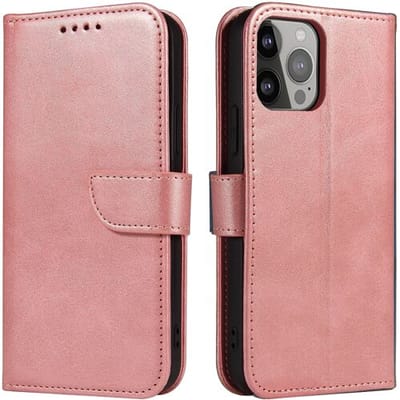 ShieldCase telefoonhoesje geschikt voor Apple iPhone 13 Pro bookcase - roze - Hoesje met pasjeshouder - Boekje Book Case - Boekhoesje leer - Lederen beschermhoesje - Leder bookcase hoesje met pashouder