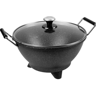 Princess Elektrische Wok 162389 - 1400W - Regelbare thermostaat -Groot 7 liter - 250C - Hapjespan - Glazen deksel - Antikleeflaag