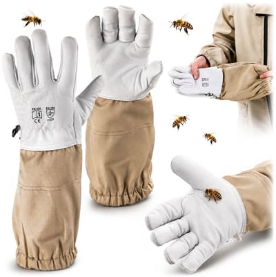 KADAX imkerhandschoenen van geitenleer, maat S, handschoenen met lange manchet, beschermende handschoenen voor de bijenteelt, steekbestendige leren handschoenen, imkerbenodigdheden