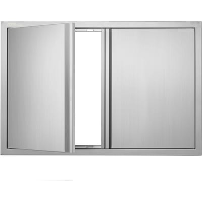 Porte d'accès pour barbecue, Double porte de cuisine extérieure 914x610 mm, Porte en acier inoxydable à encastrer, Porte verticale murale avec poignées encastrées, pour îlot de barbecue,