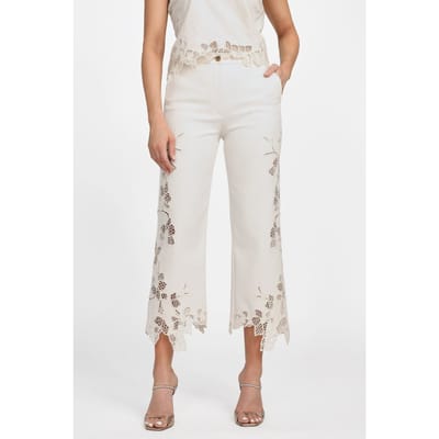 GUESS Farrah Embro Pant Sandy Shore Größe: 36/L28 | Stoffhosen Outlet | Damen | Braun