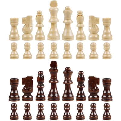 32 stuks Internationale Schaakstukken Houten Schaakspel Vervanging beige