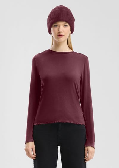 QS - female - Slim-fit lange mouw van stretchviscose