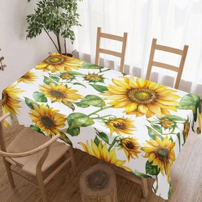 Zonnebloem Patroon Rechthoekige Tafelkleed voor Tafeldecoratie Keuken Eetkamer Waterdicht Herbruikbaar Tafelkleed voor Tafel Binnen Picknick 90x140cm