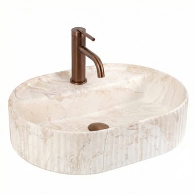 Rea - Opzetwastafel Marcela 50 Saturn Sanitair Keramiek, Beige, Ovaal - 50 x 36 x 13,5 cm