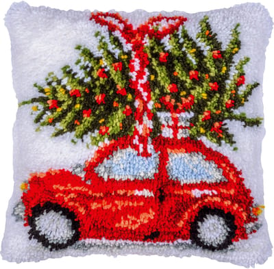 Vervaco - Knoopkussen kit - 40 x 40cm - Kerst - Kerstauto - PN-0221691