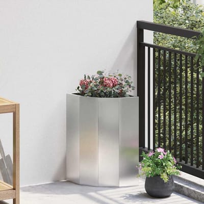 vidaXL Hoek Plantbak zilver 30 x 30 x 50 cm Roestvrij staal