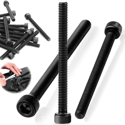 30 Stuks M6x65mm Hex Socket Cilinderschroeven van Koolstofstaal - Volledige Draad, Zwarte Hex Schroeven voor Diverse Toepassingen