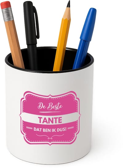 Hacebo® - De beste tante Pennenbakje - Tante - een tante - pennenhouder - verjaardagscadeau - verjaardag - cadeau voor tante - cadeau - kado - geschenk - gift - tante artikelen - Pennenbakje zwart