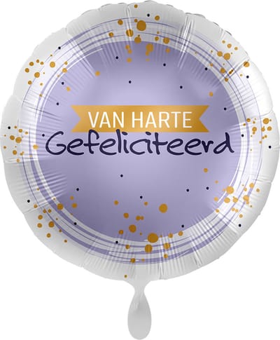 Everloon - Folieballon - Van harte gefeliciteerd lila - rond - 43cm
