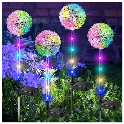 GELLDG 4 Stuks Wegverlichting - Solarlampen voor Buiten - 66x8cm - Eenvoudige Installatie, Zeer Geschikt voor Tuin, Balkon en Terras - IP65 Waterdicht - Kunststof - Kleurrijke LED Bloemlampen Set