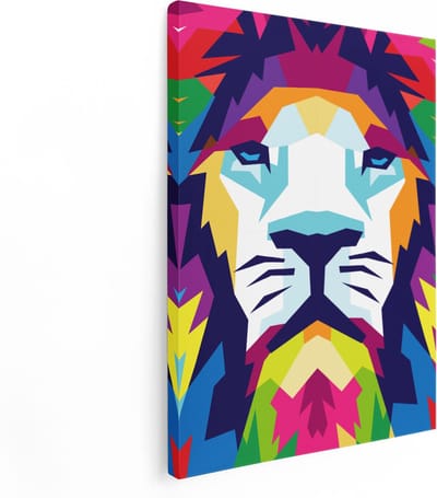 Artaza Canvas Schilderij Dierenkop Leeuw - 30x40 cm - Klein - Wanddecoratie Woonkamer - Muurdecoratie Abstract - Schilderijen Op Canvas