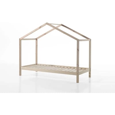 Vipack Kinderbed Dallas 90x200cm - Bed als Huis - Bedframe met Dak - Peuterbed - Kajuitbed - Ledikant - Wit