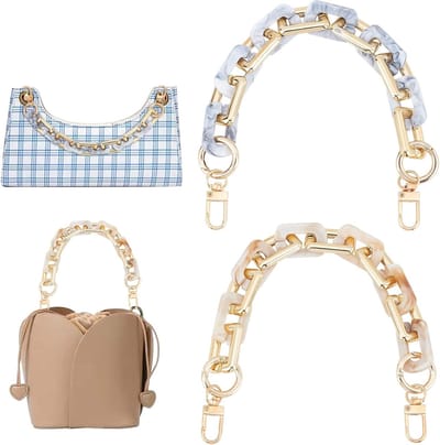 2 Strands Acryl Tas Chain 12 Inch Korte Tas Handgreep Decoratieve Tas Chain Dikke Portemonnee Verlenging met Draaisluiting voor Schoudertas en Clutch