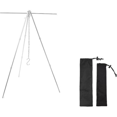 Trépied suspendu en alliage d'aluminium, Portable, pour l'extérieur, Camping, pique-nique, ensemble de supports suspendus, support de Pot extensible S argenté