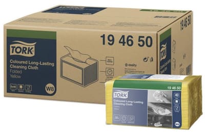 Tork 194650 320st Premium werkdoek 1-lgs geel vouw, 38x30cm doos à 320 doeken (194650)