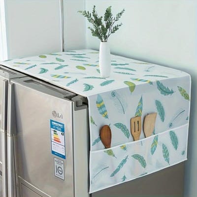 Housse anti-poussière pour réfrigérateur non électrique pratique et durable de 50 x 20 pouces avec poche - Fabriquée en tissu PET résistant, idéale pour l'organisation de la cuisine dans les styles modernes gray
