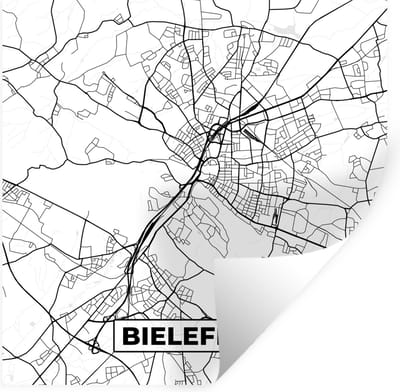 Muurstickers - Sticker Folie - Bielefeld - Plattegrond - Kaart - Stadskaart - 100x100 cm - Plakfolie - Muurstickers Kinderkamer - Zelfklevend Behang XXL - Zelfklevend behangpapier - Stickerfolie